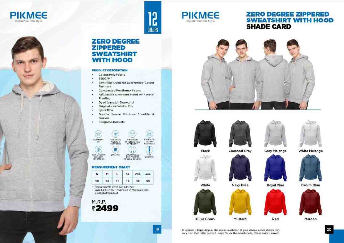 PIKMEE ZERO DEGREE ZIPPERED SWEATSHIRT WITH HOOD