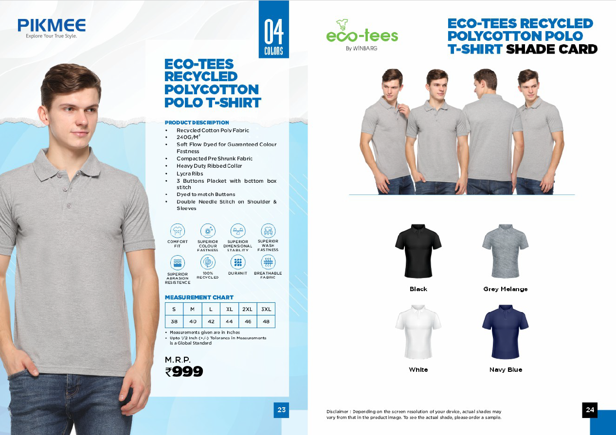 ECO-TEES RECYCLED POLYCOTTON POLO T-SHIRT