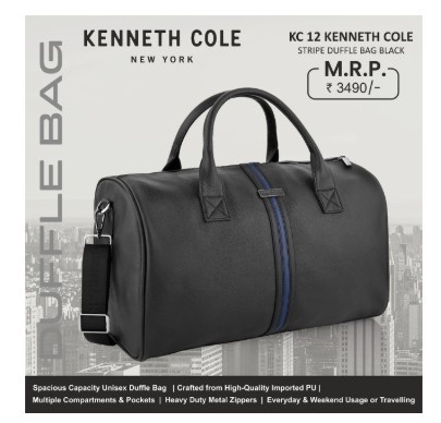 KENNETH COLE Stripe Duffle Bag – Black