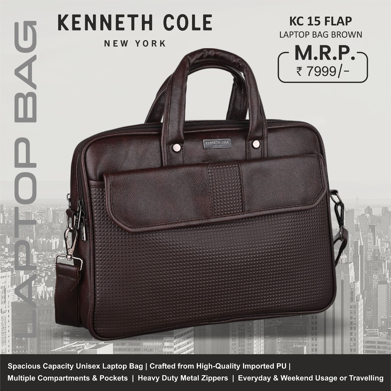 KC 15 Flap Laptop Bag – Brown