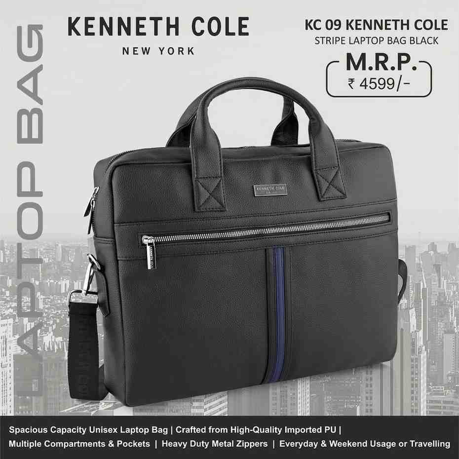 KENNETH COLE 09 Stripe Laptop Bag – Black