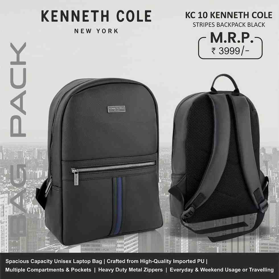 KENNETH COLE Stripe Bagpack – Black