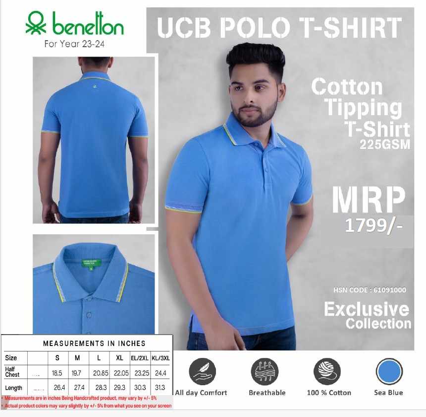 UCB POLO COTTON TIPPING TSHIRT