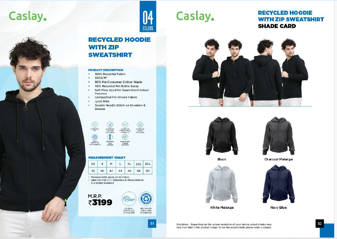 CASLAY RECYCLED HOODIE WITH ZIP SWEATSHIRT