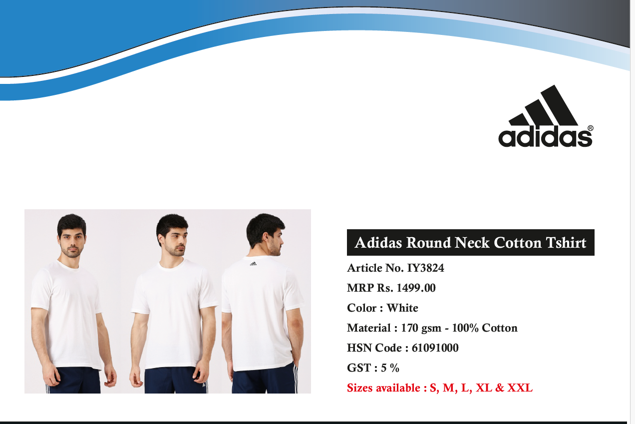 Adidas Round Neck Cotton Tshirt