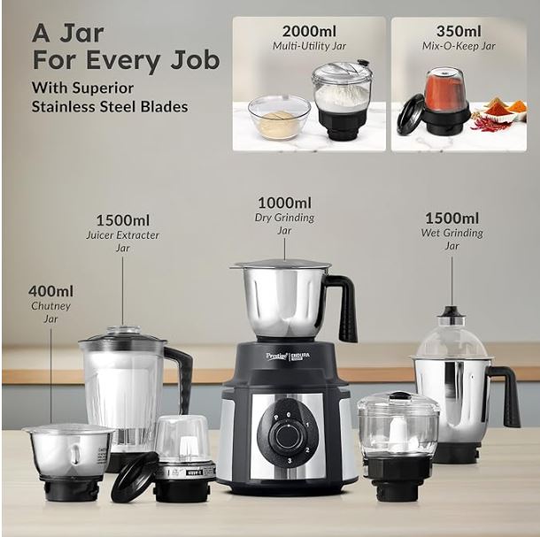 Endura 1000 Watt Mixer Grinder (6 Jar)