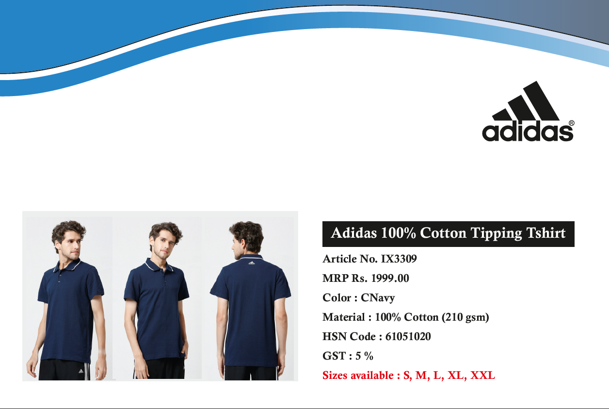 Adidas 100% Cotton Tipping Tshirt