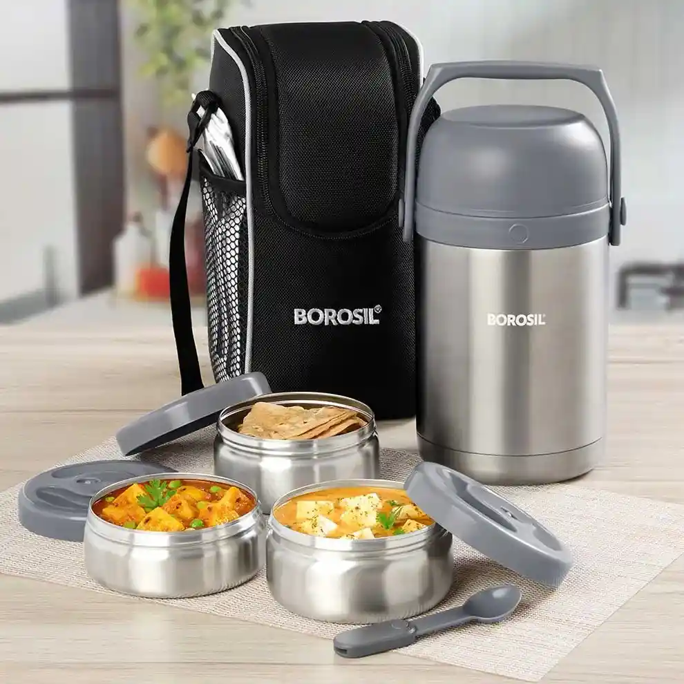 BOROSIL Hot n Fresh Lunchbox, 3 container