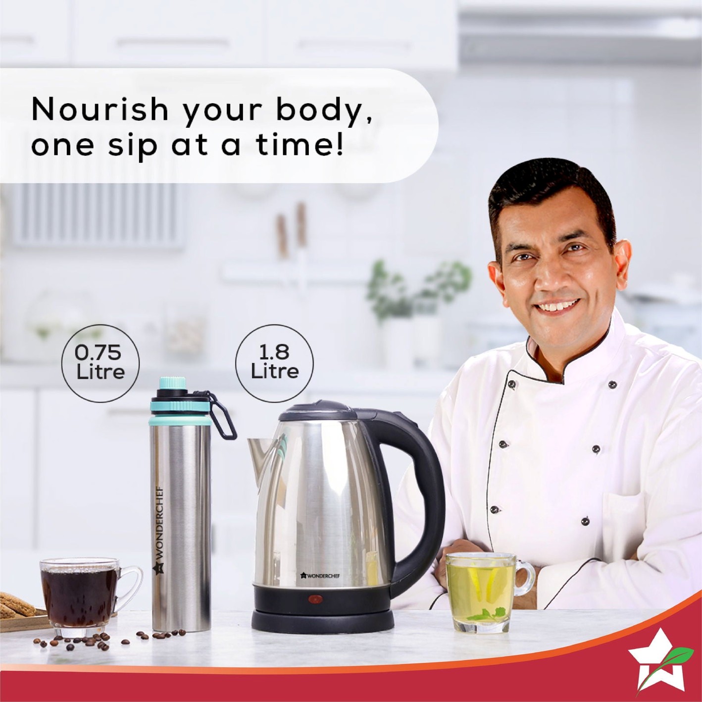 Crescent Kettle 1.8L + Sippy Stainless Steel Bottle