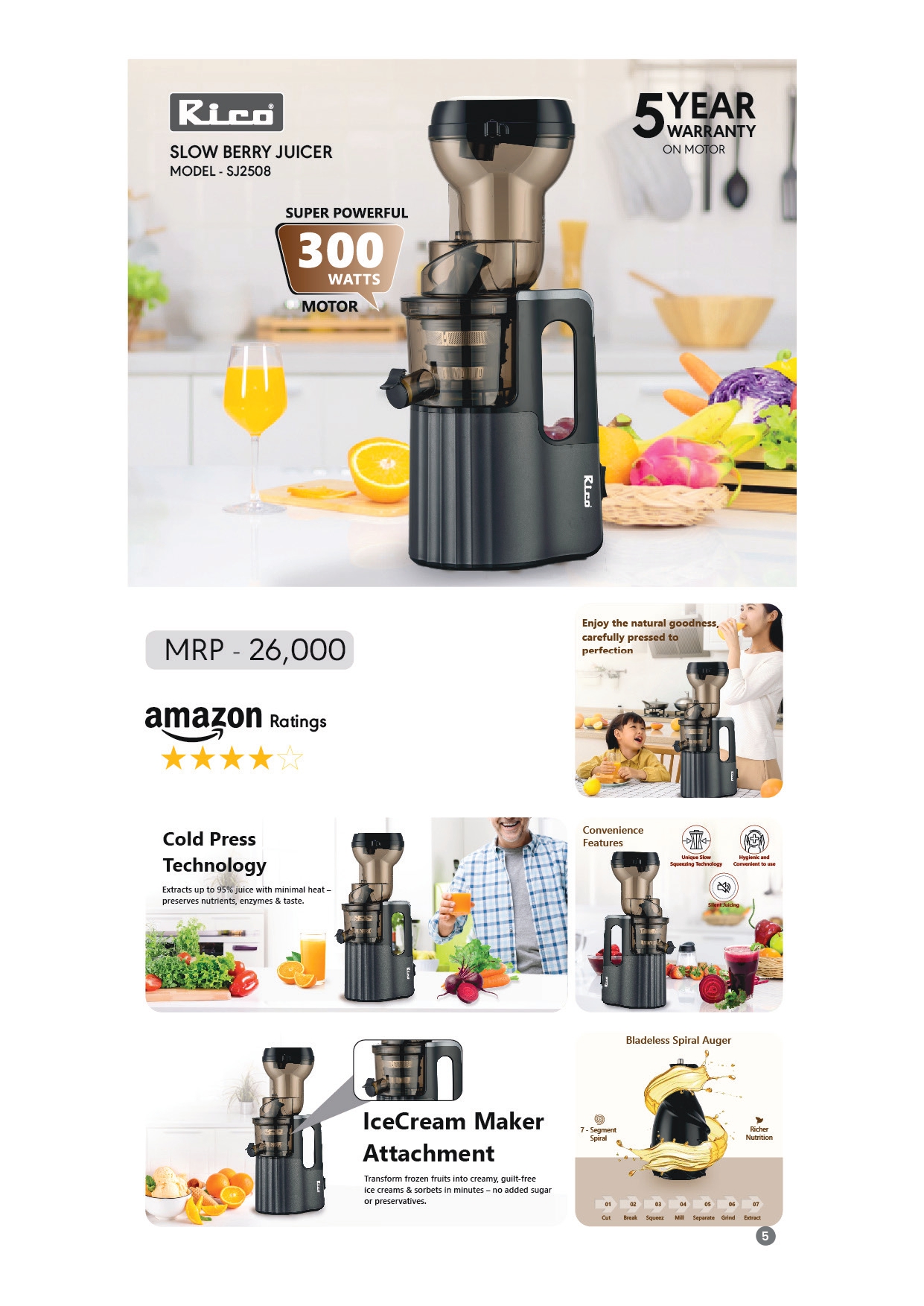 MODEL-SJ2508 : SLOW BERRY JUICER