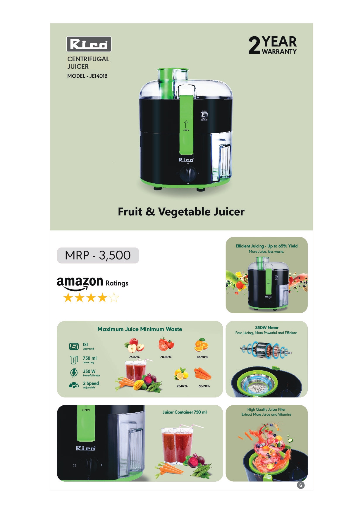 MODEL- JE1401B :CENTRIFUGAL JUICER