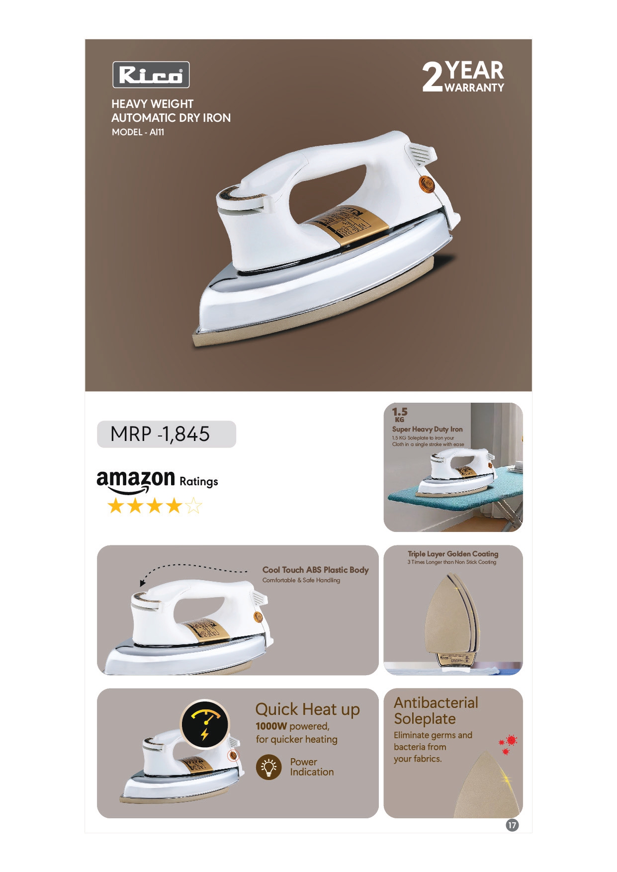 MODEL- AI11 HEAVY WEIGHT AUTOMATIC DRY IRON