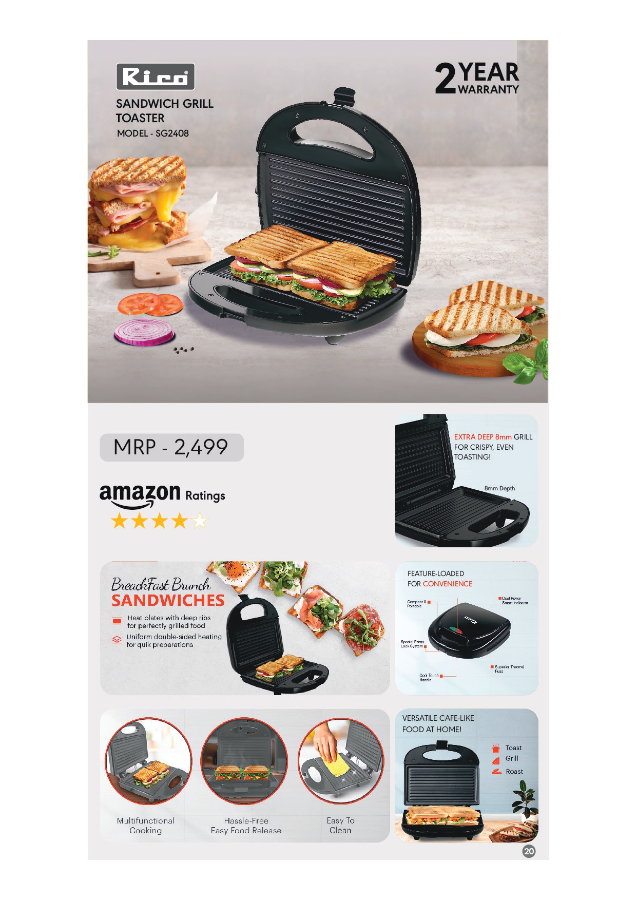 MODEL – SG2408 SANDWICH GRILL TOASTER