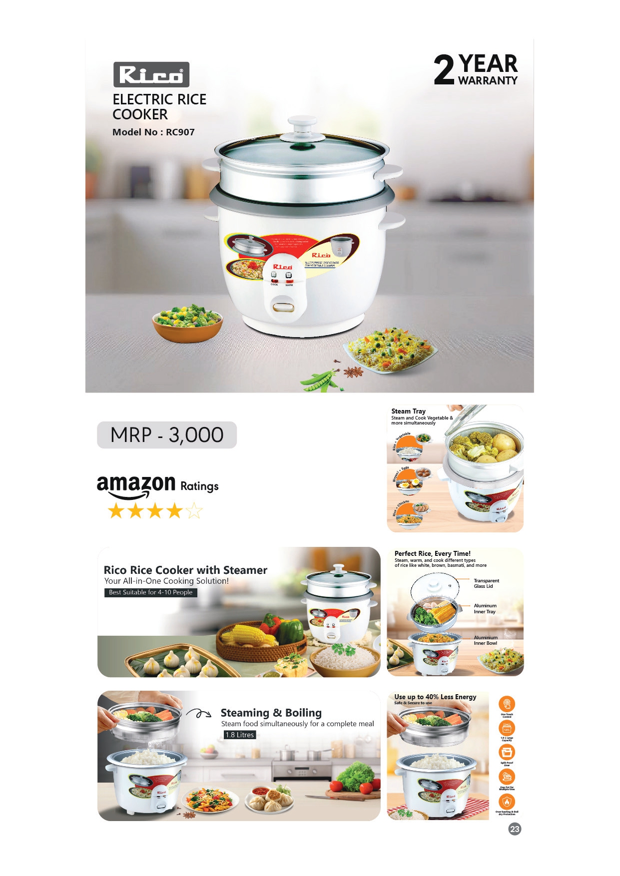 Model No : RC907 ELECTRIC RICE COOKER