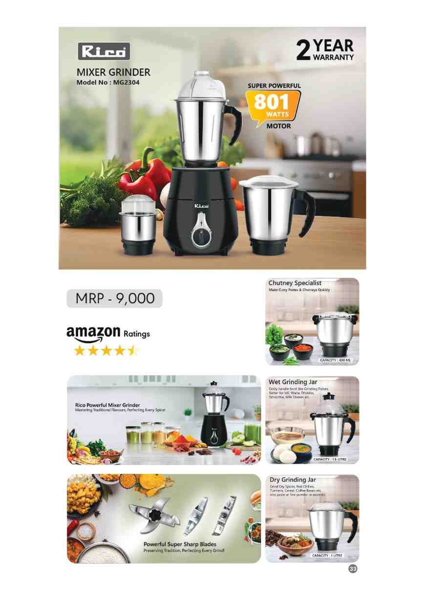 RICO Model No-MG2304 : MIXER GRINDER