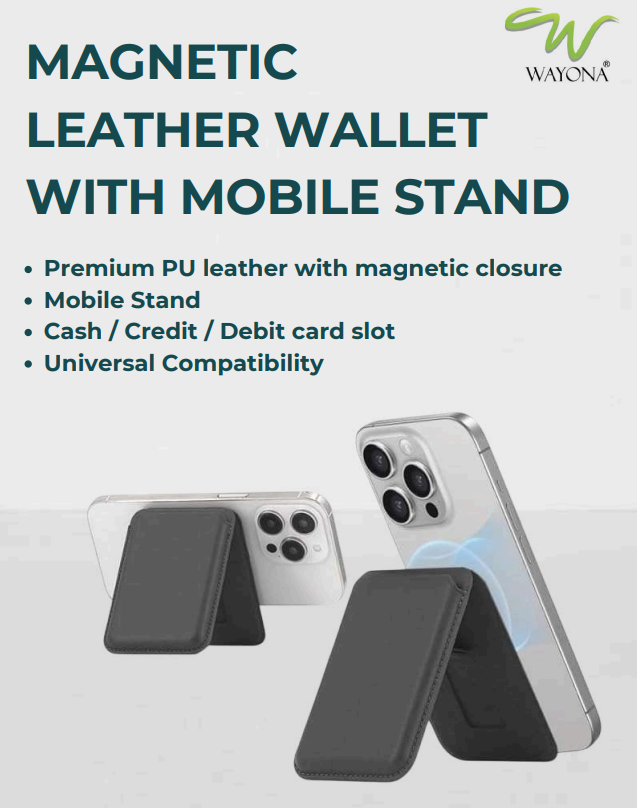MAGNETIC LEATHER WALLET WITH MOBILE STAND