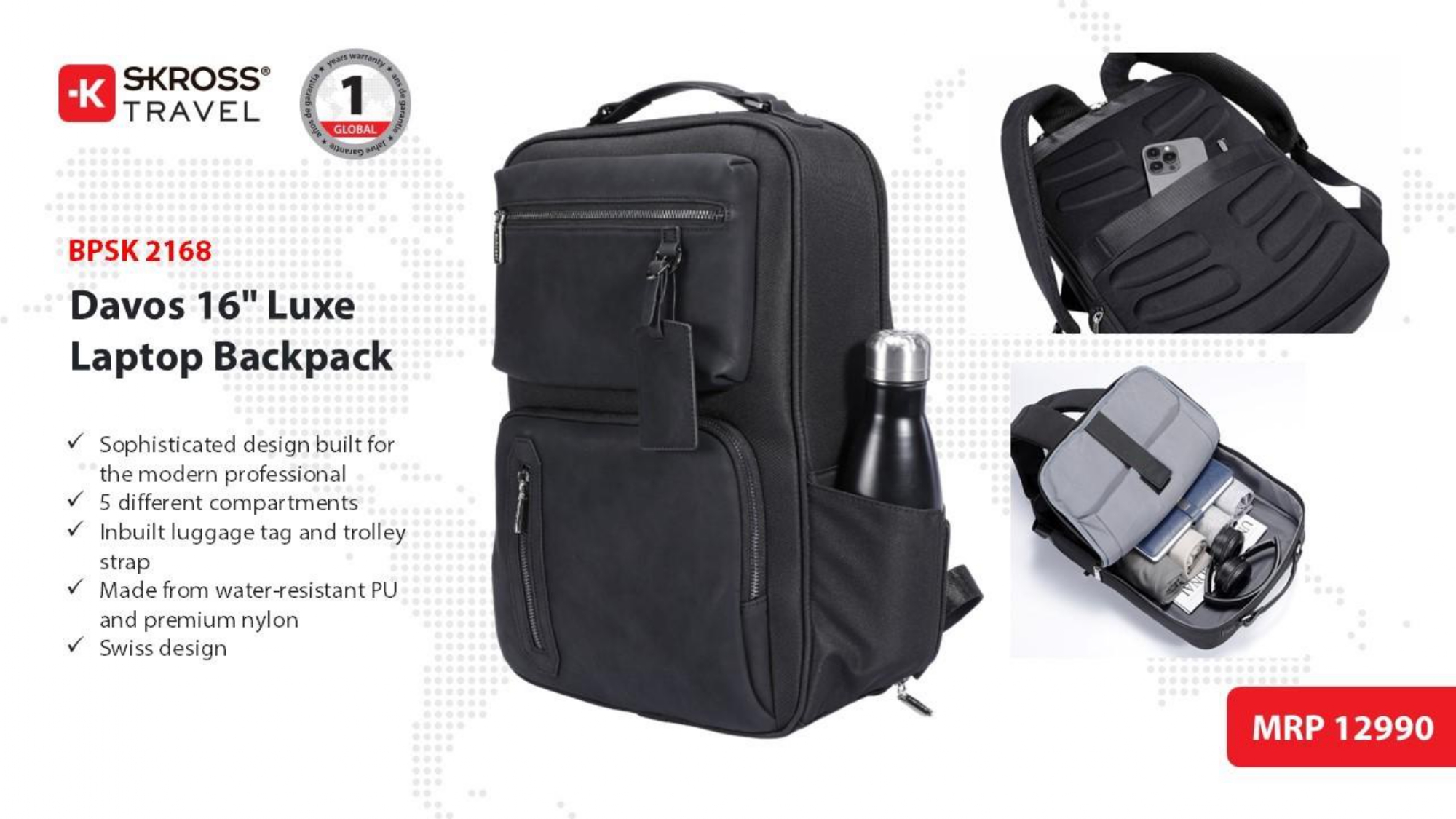 BPSK 2168 Davos 16″ Luxe Laptop Backpack
