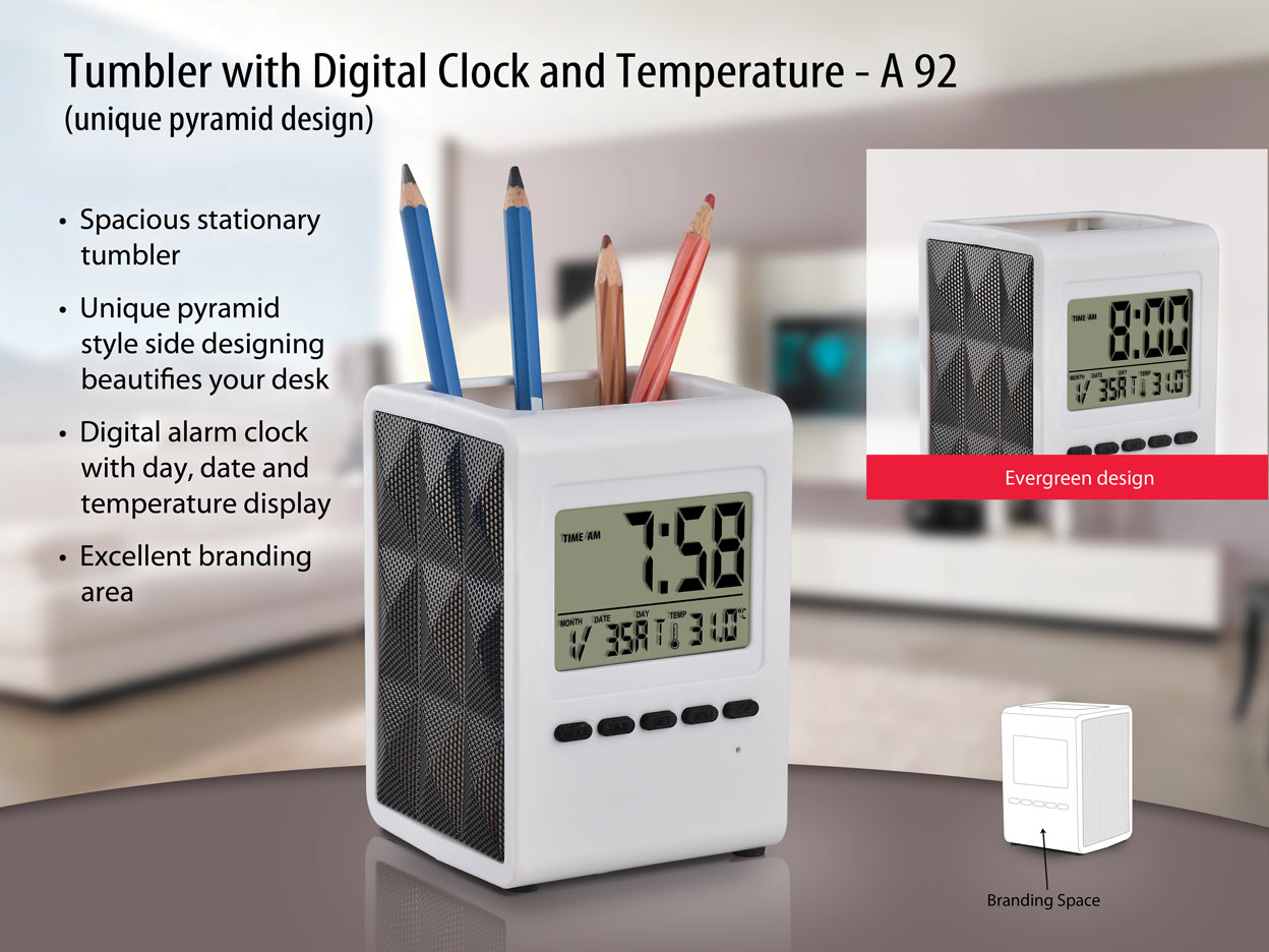 A92 – Tumbler with Digital Clock and Temperature