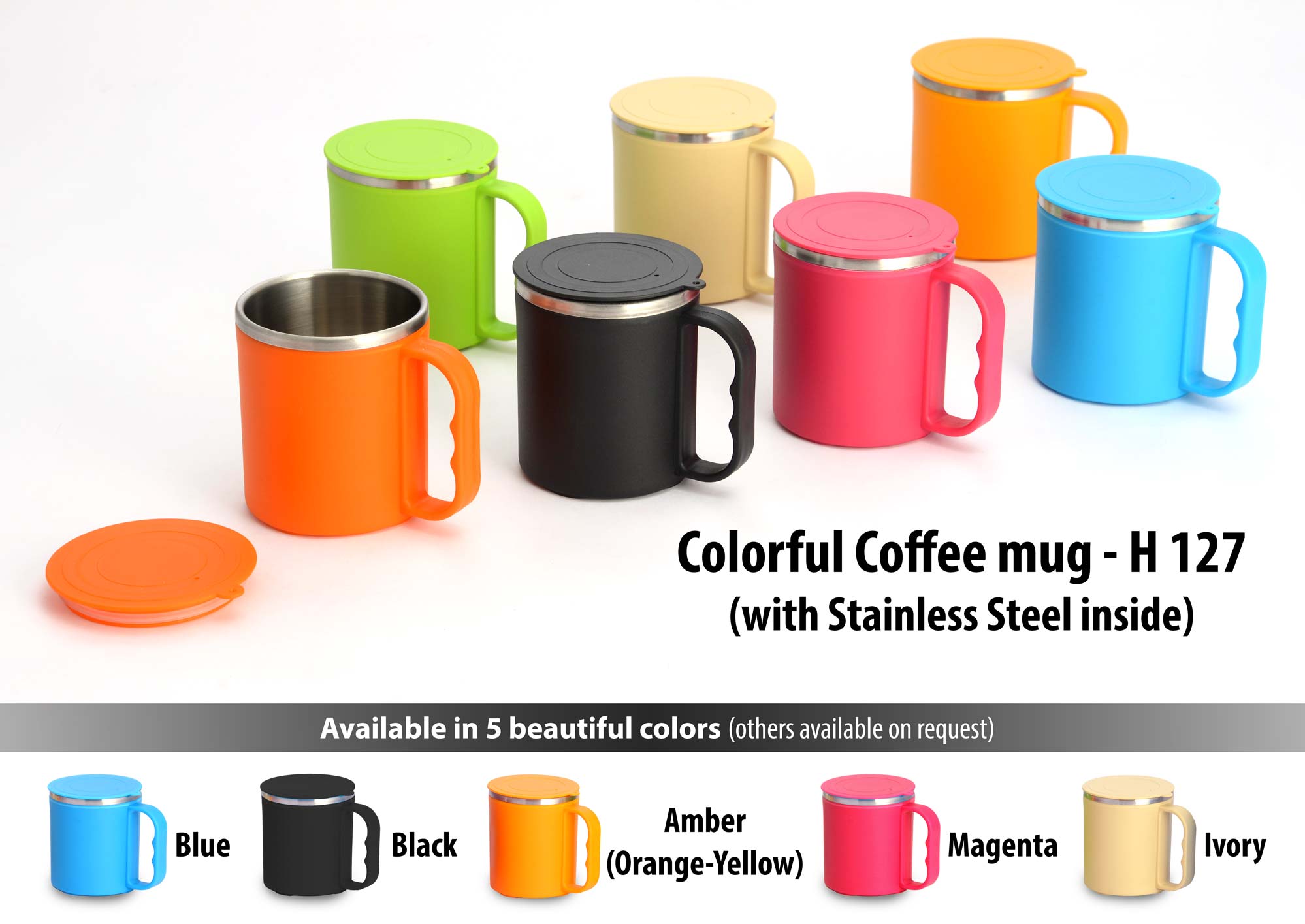 H127 – Colorful Steel coffee mug (with box)