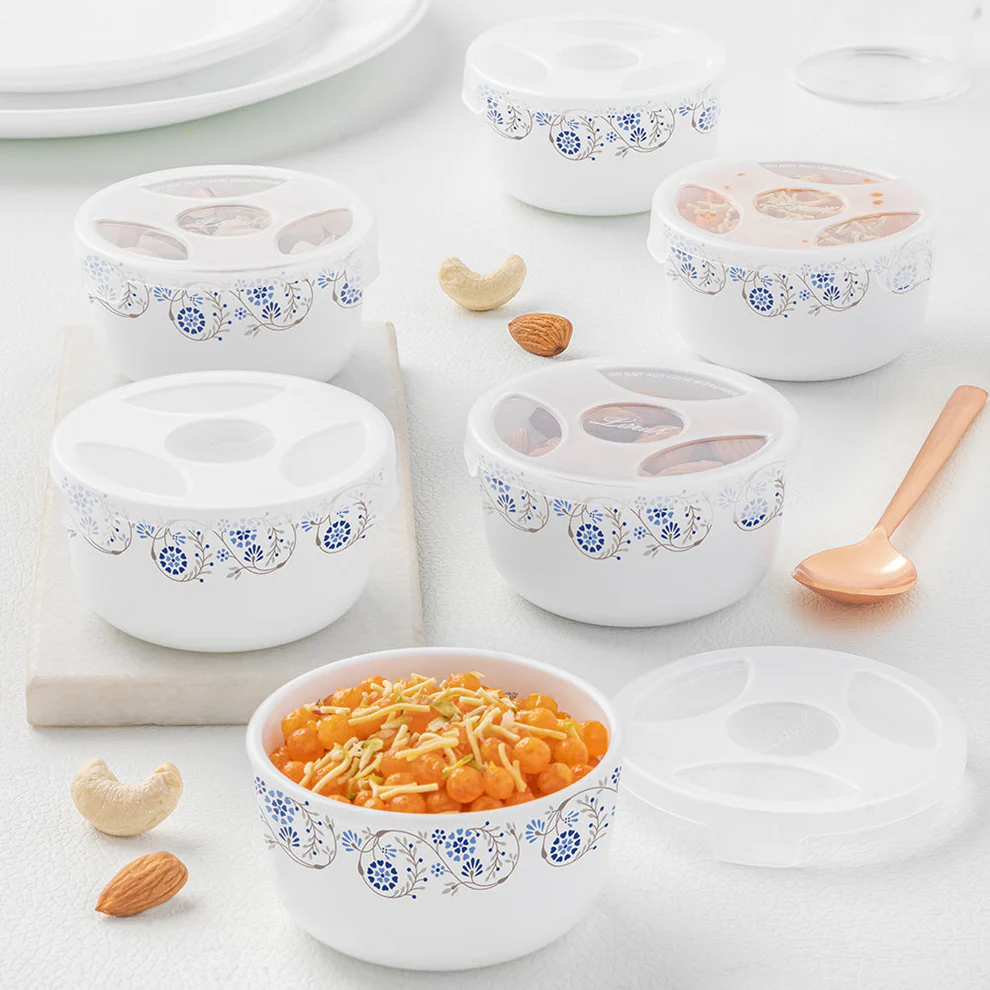 Larah by Borosil Mist Katori w Lid, 12 pc