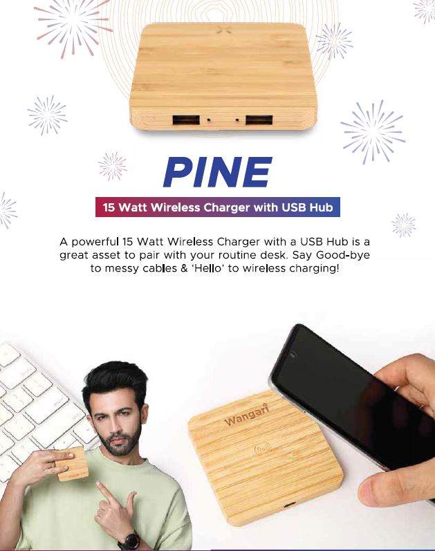PINE (15 Watt Wireless Charger with USB Hub)