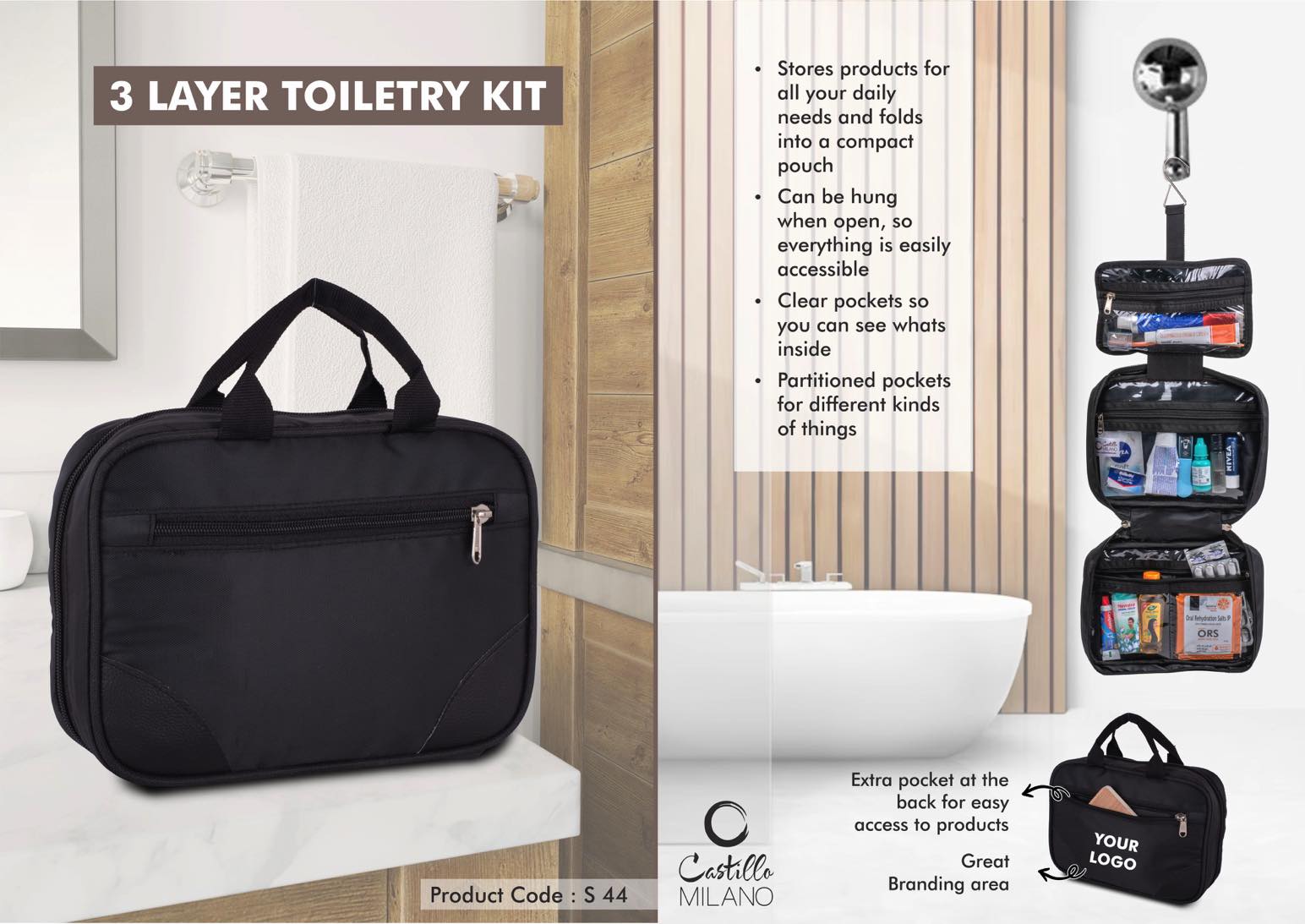 S44 – 3 Layer toiletry kit – Medium size