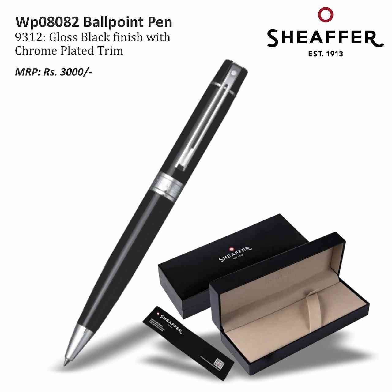 Sheaffer 9312: Gloss Black finish with Chrome Plated Trim
