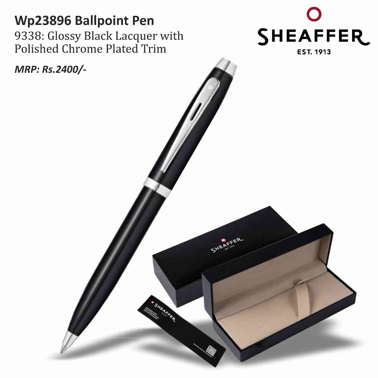 Sheaffer 9338: Glossy Black with Polished Chrome Plated Trim