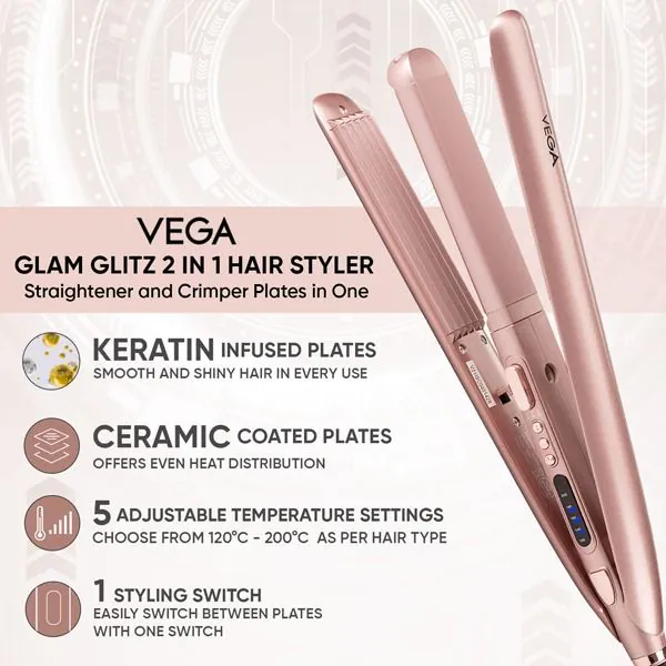 Glam-Glitz 2 in 1 Hair Styler- VHSC-04