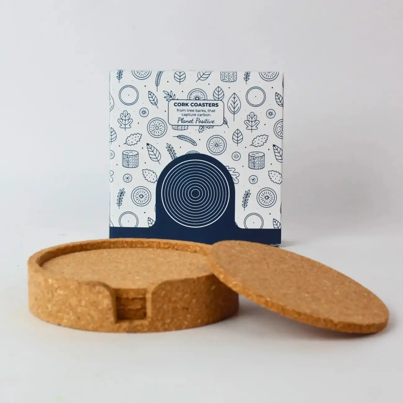4 CORK COASTERS WITH HOLDER