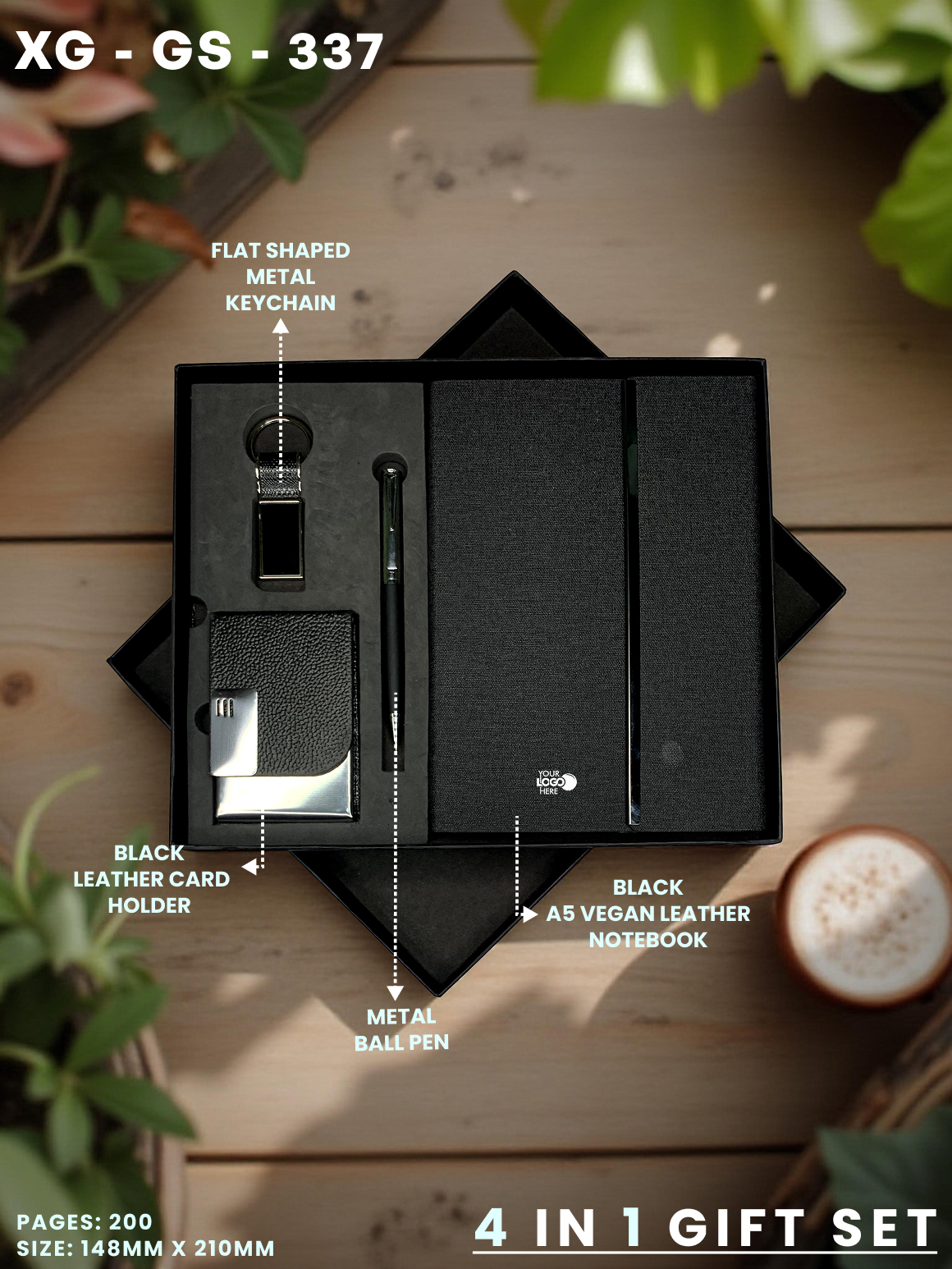 4 in 1 Gift Set ( Keychain, Card holder, Ball Pen & Notebook ) : XG – GS – 337
