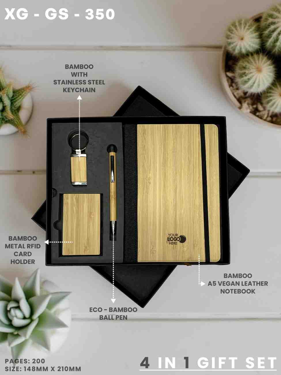 4 in 1 Gift Set ( Keychain, Card holder, Ball Pen & Notebook ) : XG – GS – 350