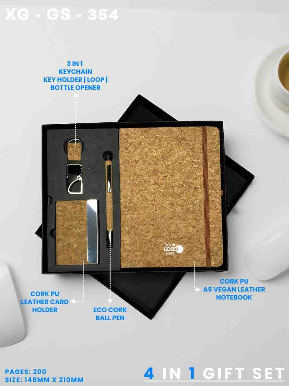 4 in 1 Gift Set ( Keychain, Card holder, Ball Pen & Notebook ) : XG – GS – 354