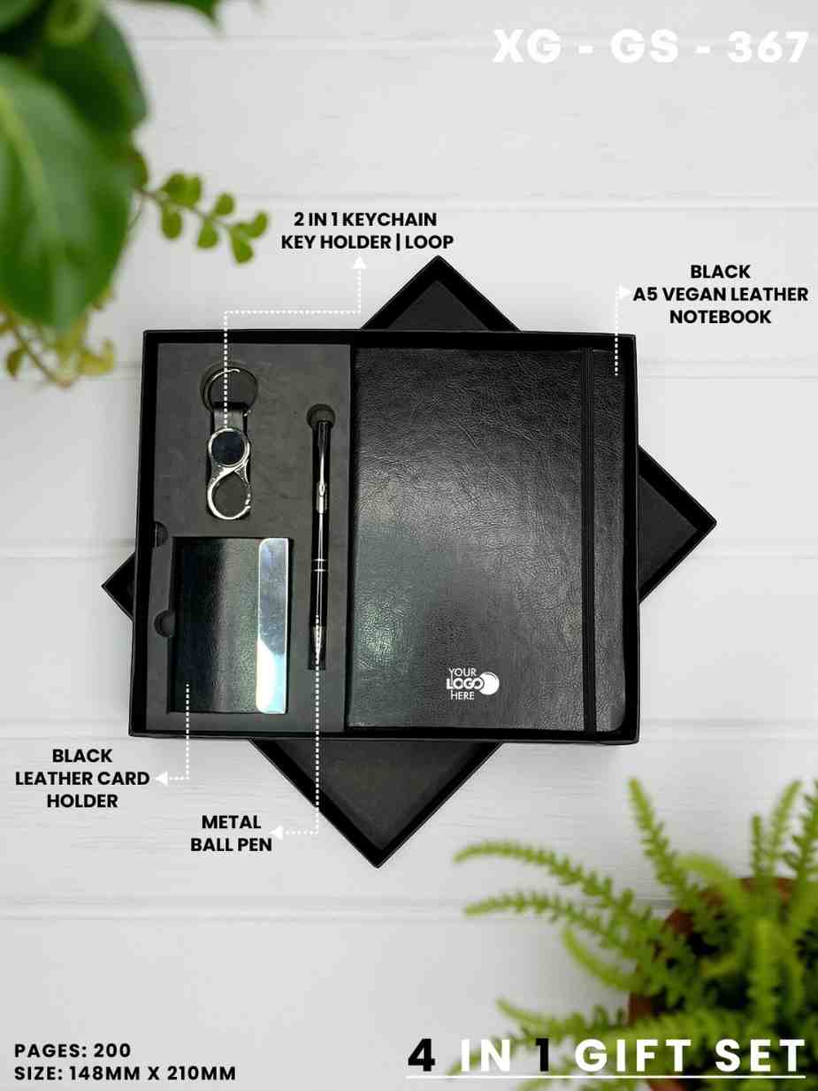 4 in 1 Gift Set ( Keychain, Card holder, Ball Pen & Notebook ) : XG – GS – 367
