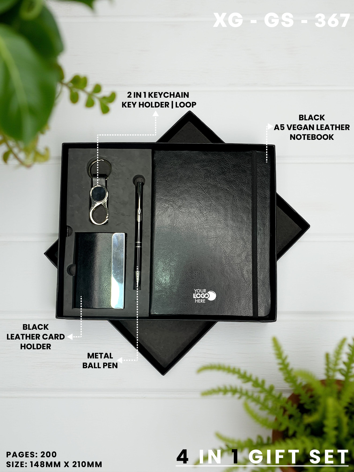 4 in 1 Gift Set ( Keychain, Card holder, Ball Pen & Notebook ) : XG – GS – 367