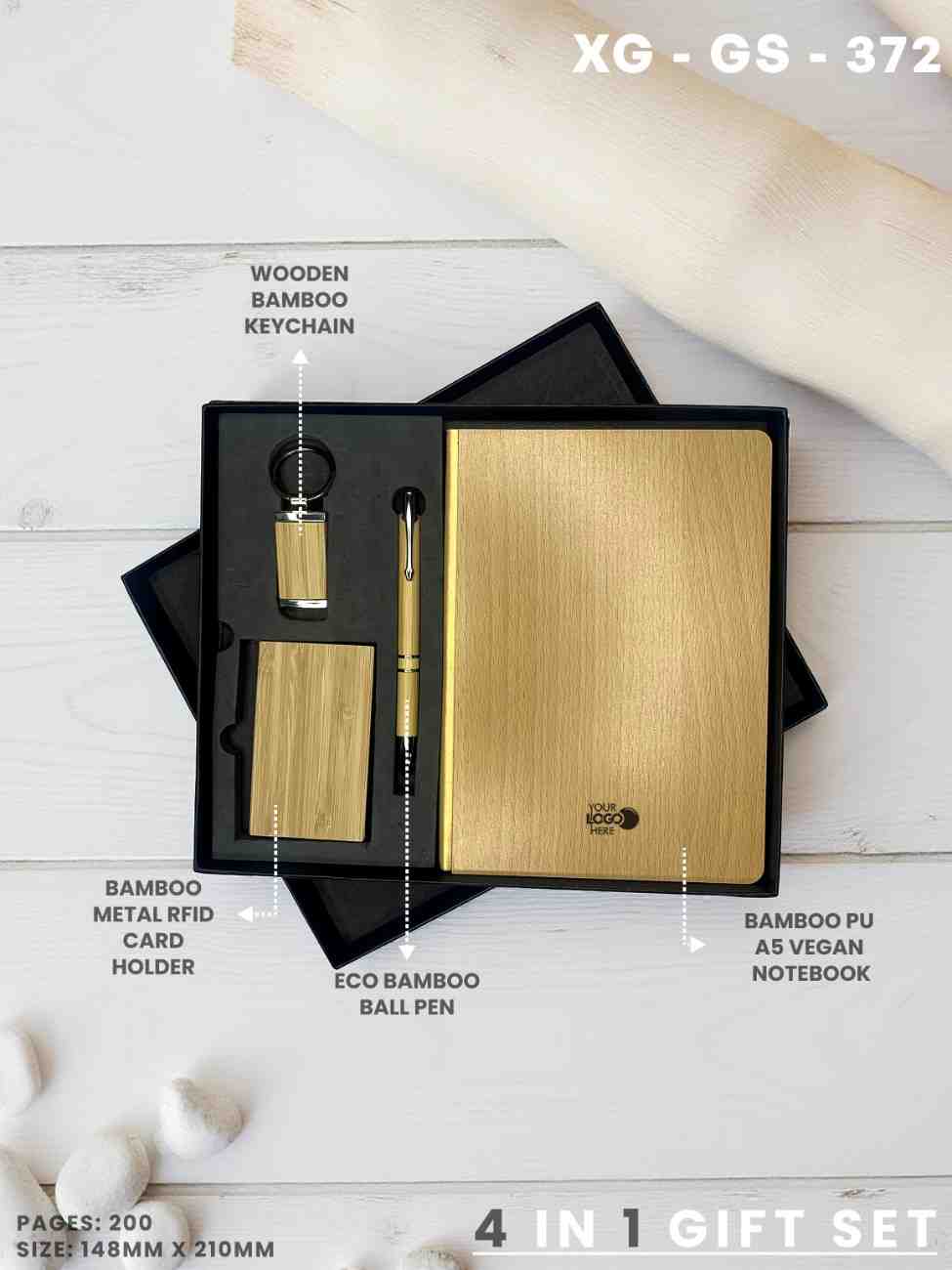 4 in 1 Gift Set ( Keychain, Card holder, Ball Pen & Notebook ) : XG – GS – 372