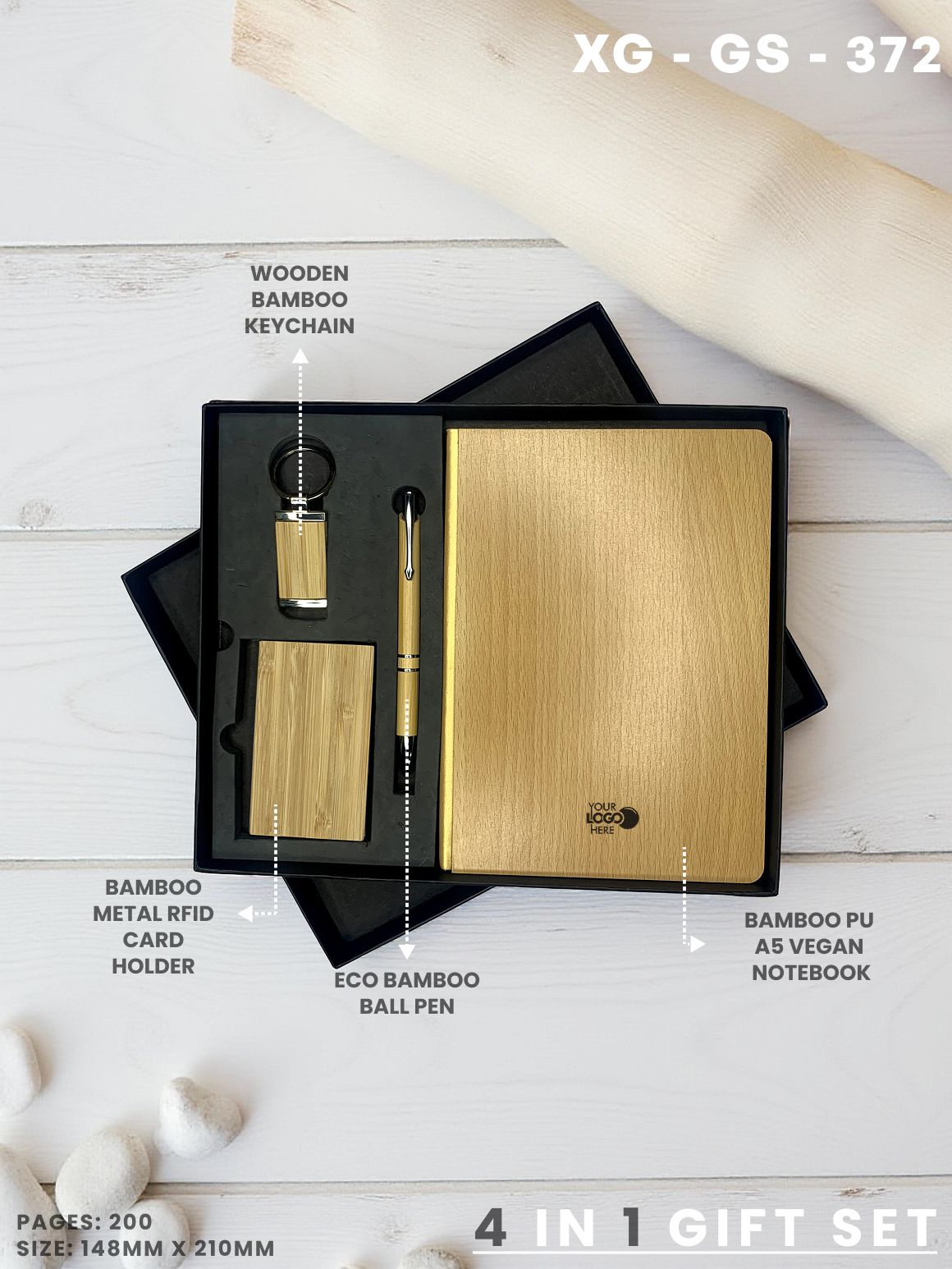 4 in 1 Gift Set ( Keychain, Card holder, Ball Pen & Notebook ) : XG – GS – 372