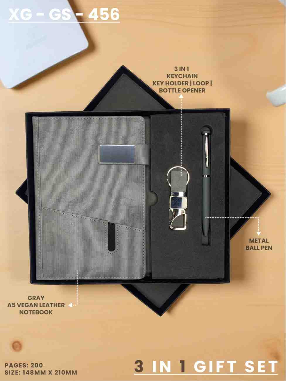 3 in 1 Gift Set (KEYCHAIN, DIARY, PEN) : XG – GS – 456