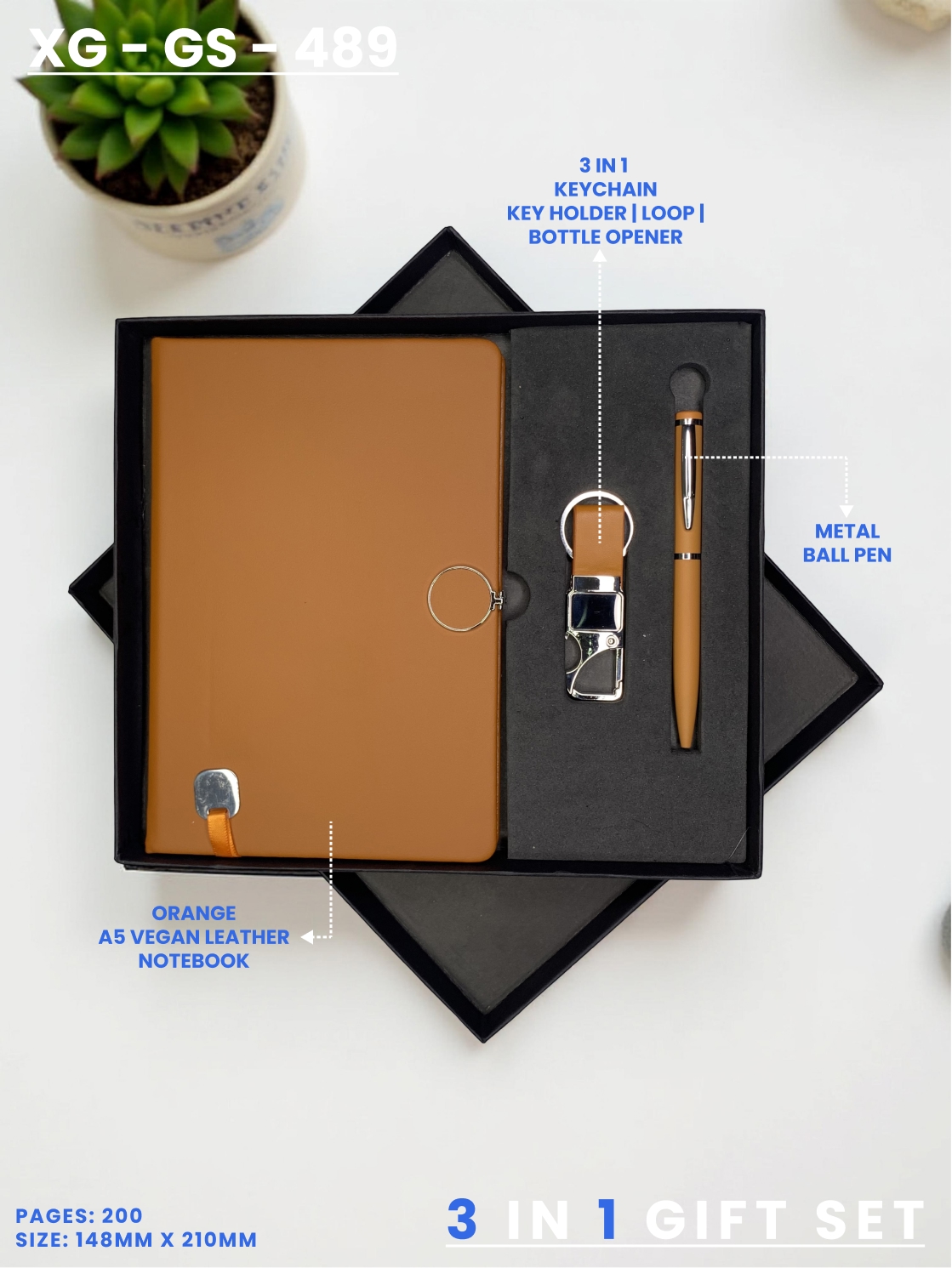 3 in 1 Gift Set (KEYCHAIN, DIARY, PEN) : XG – GS – 489