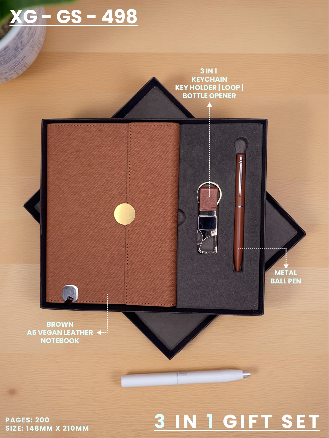 3 in 1 Gift Set (KEYCHAIN, DIARY, PEN) : XG – GS – 498