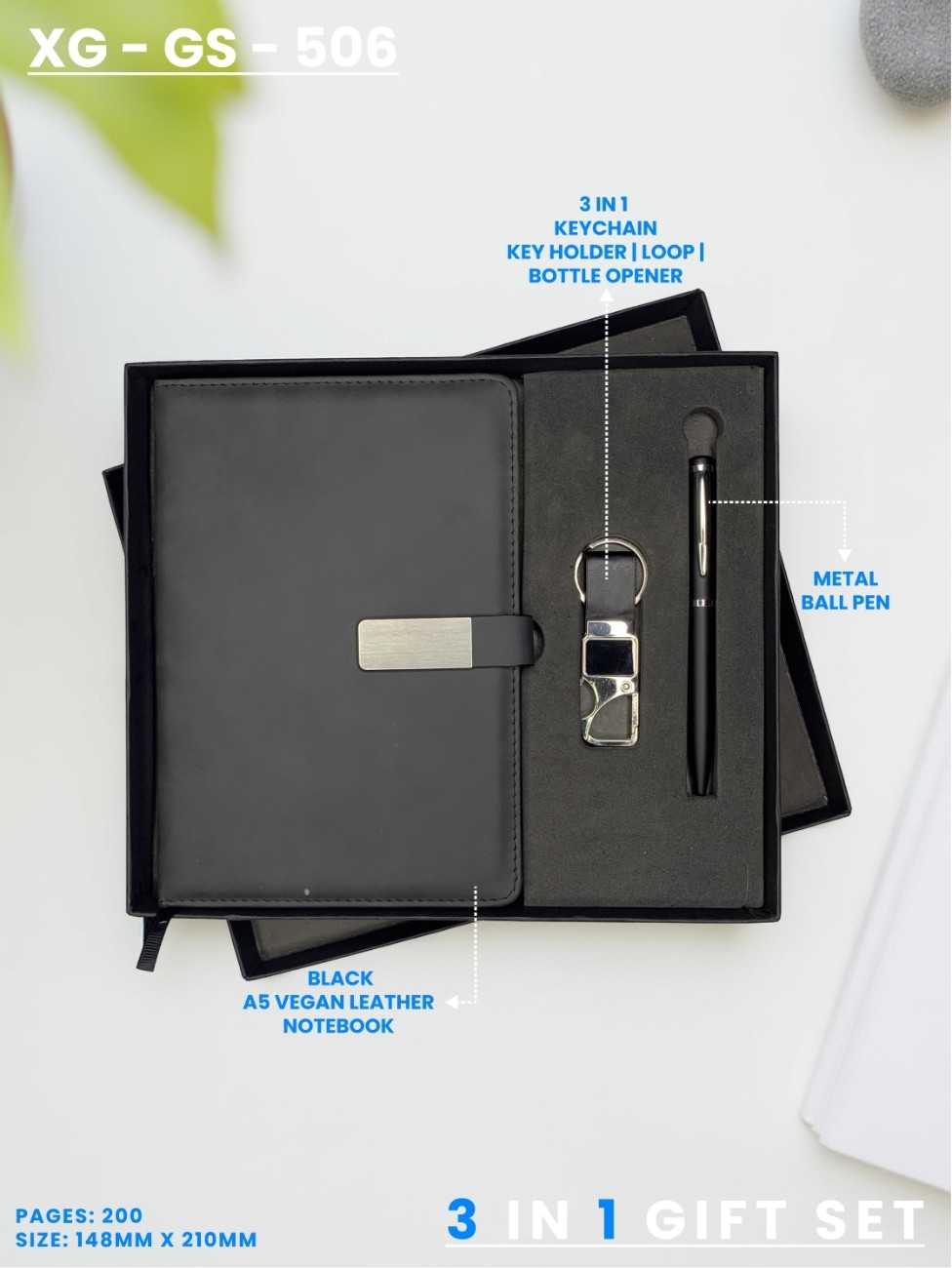 3 in 1 Gift Set (KEYCHAIN, DIARY, PEN) : XG – GS – 506