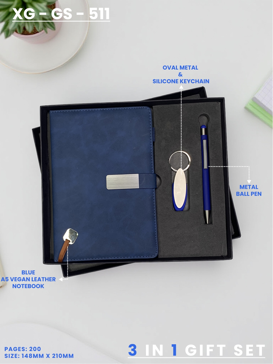 3 in 1 Gift Set (KEYCHAIN, DIARY, PEN) : XG – GS – 511