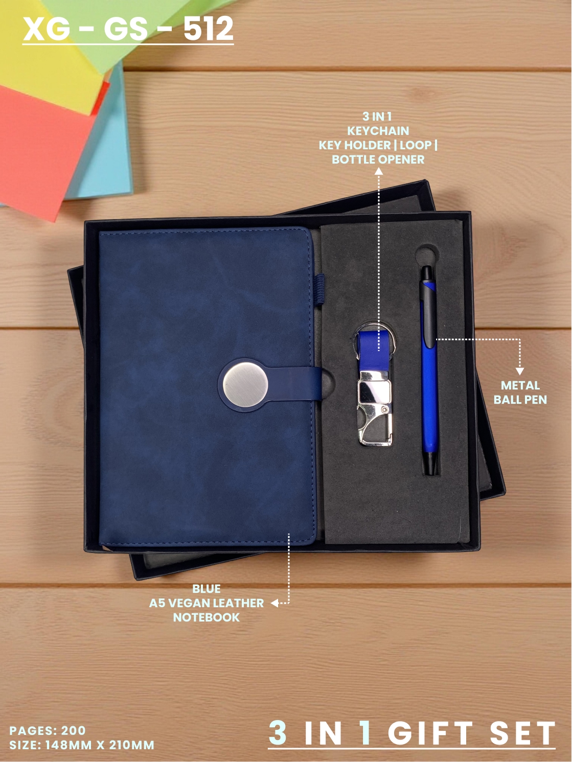 3 in 1 Gift Set (KEYCHAIN, DIARY, PEN) : XG – GS – 512