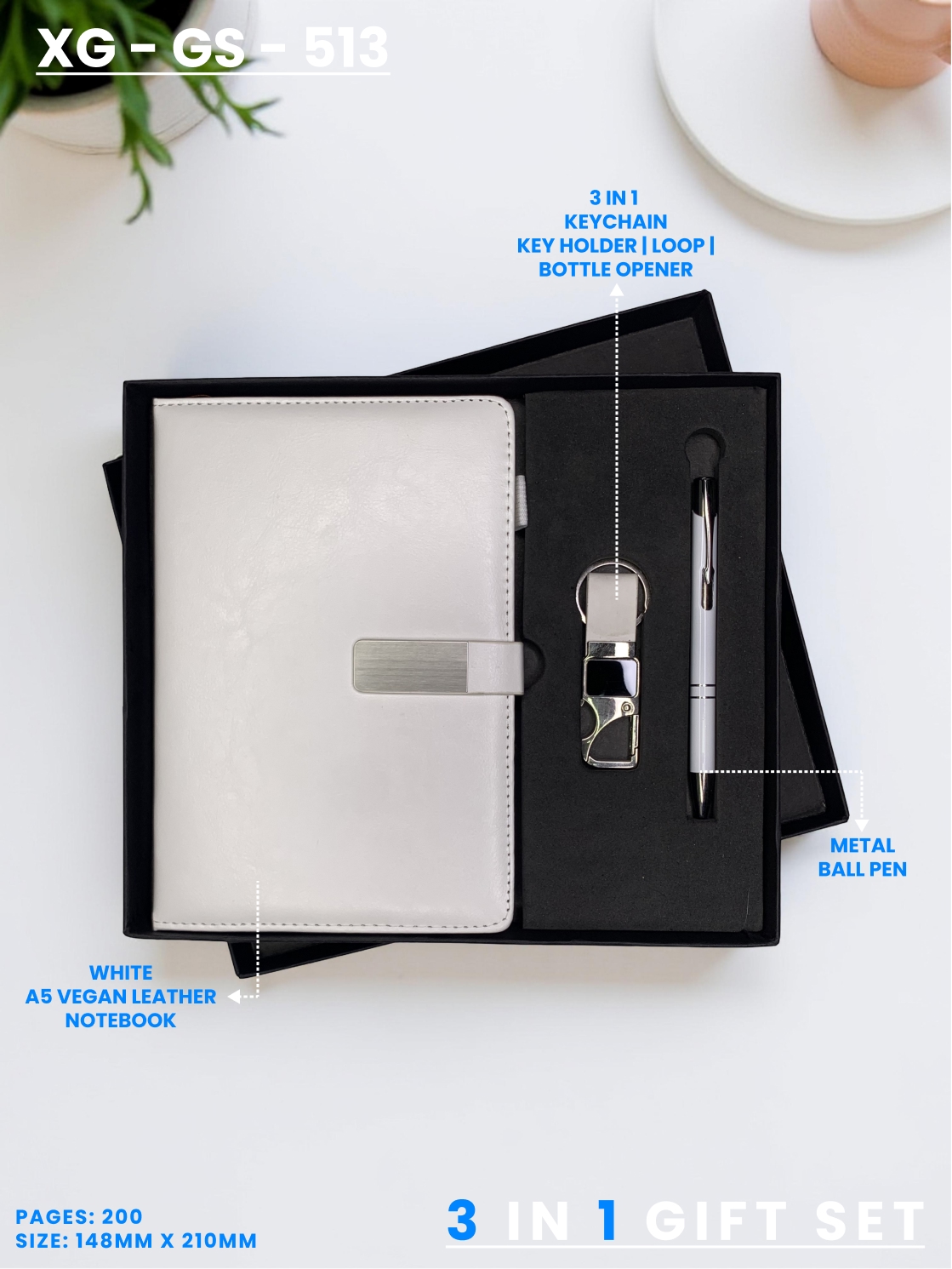 3 in 1 Gift Set (KEYCHAIN, DIARY, PEN) : XG – GS – 513