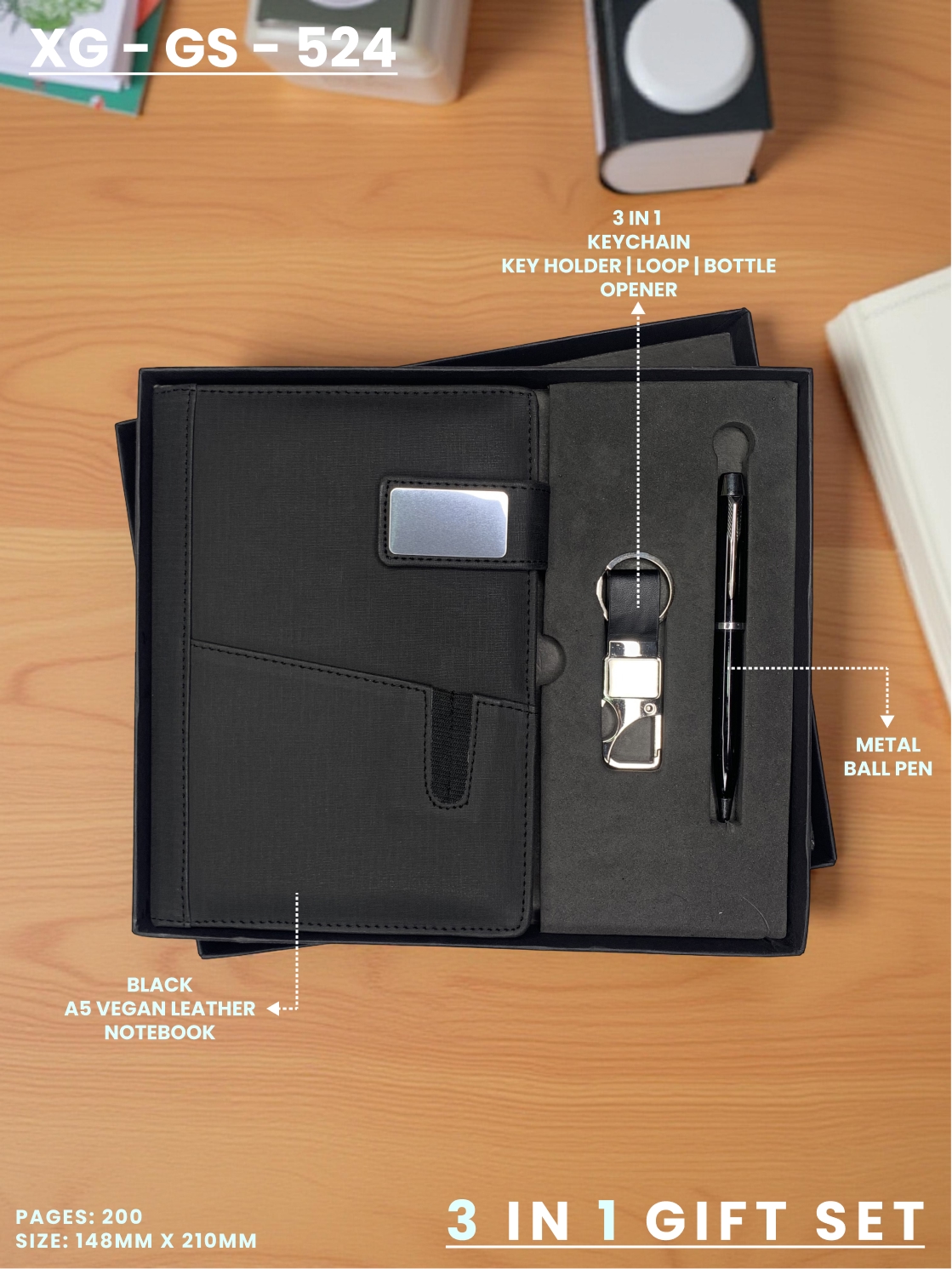 3 in 1 Gift Set (KEYCHAIN, DIARY, PEN) : XG – GS – 524