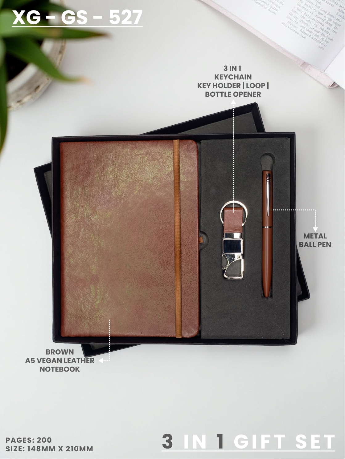3 in 1 Gift Set (KEYCHAIN, DIARY, PEN) : XG – GS – 527