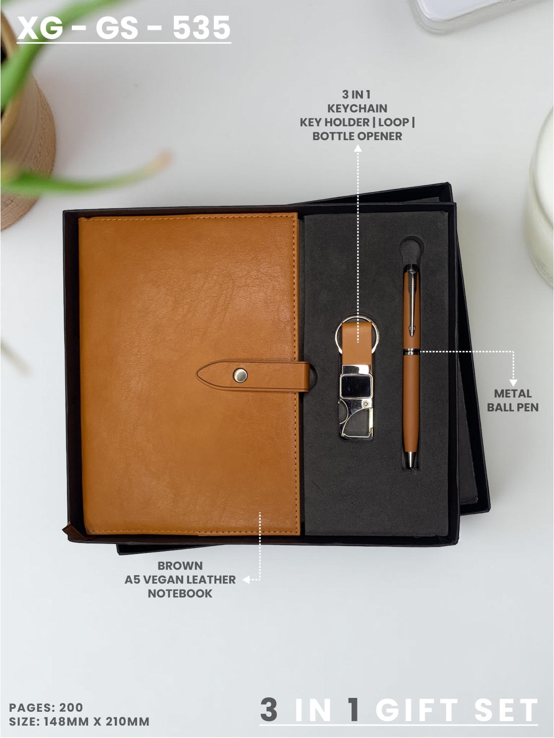 3 in 1 Gift Set (KEYCHAIN, DIARY, PEN) : XG – GS – 535