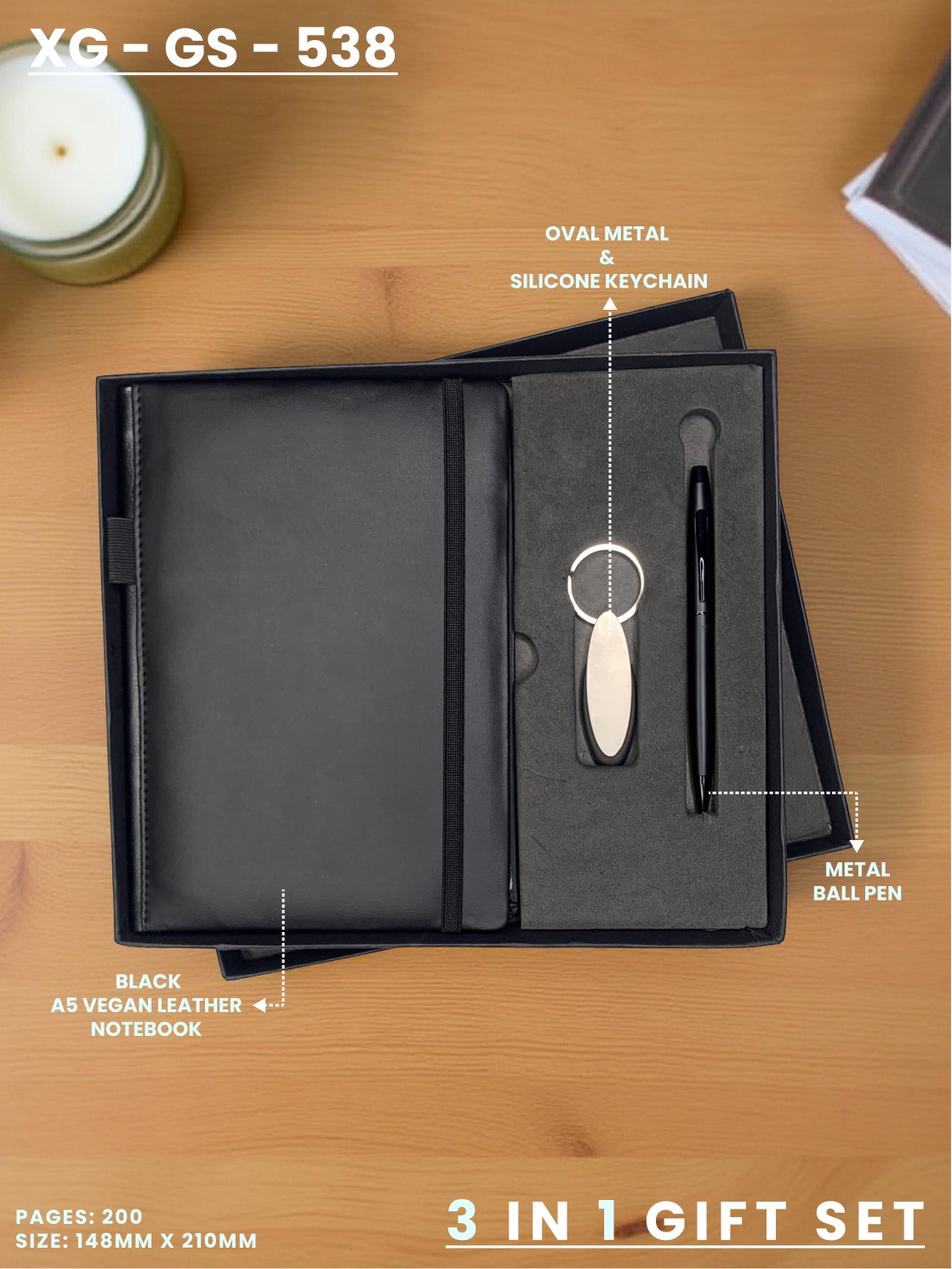 3 in 1 Gift Set (KEYCHAIN, DIARY, PEN) : XG – GS – 538