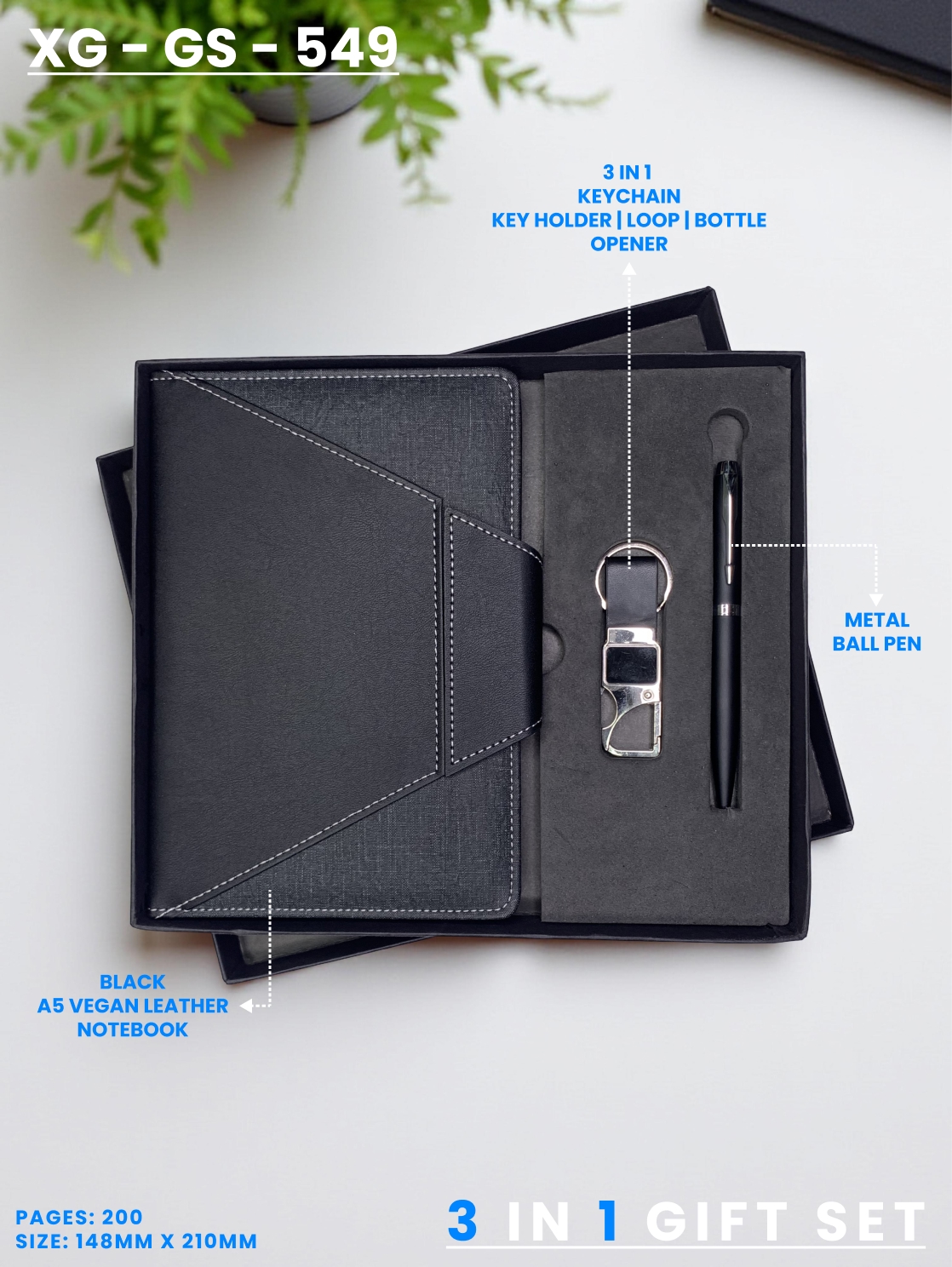 3 in 1 Gift Set (KEYCHAIN, DIARY, PEN) : XG – GS – 549