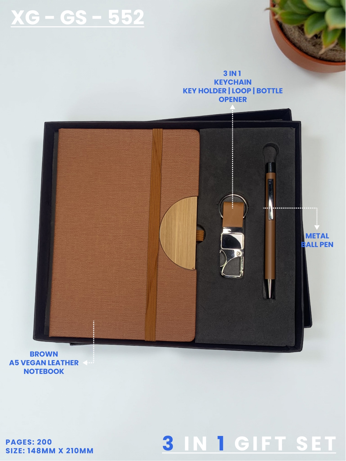 3 in 1 Gift Set (KEYCHAIN, DIARY, PEN) : XG – GS – 552